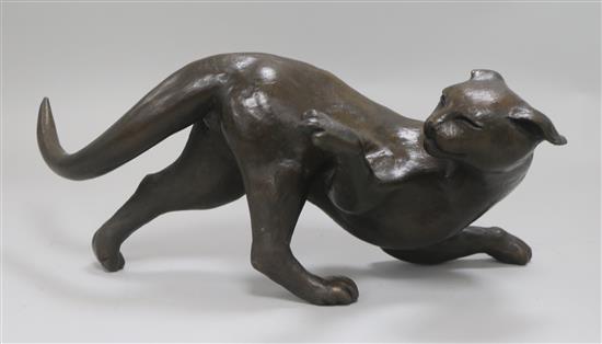 Tom Merrifield bronze figure of a fighting cat, limited edition 2/95